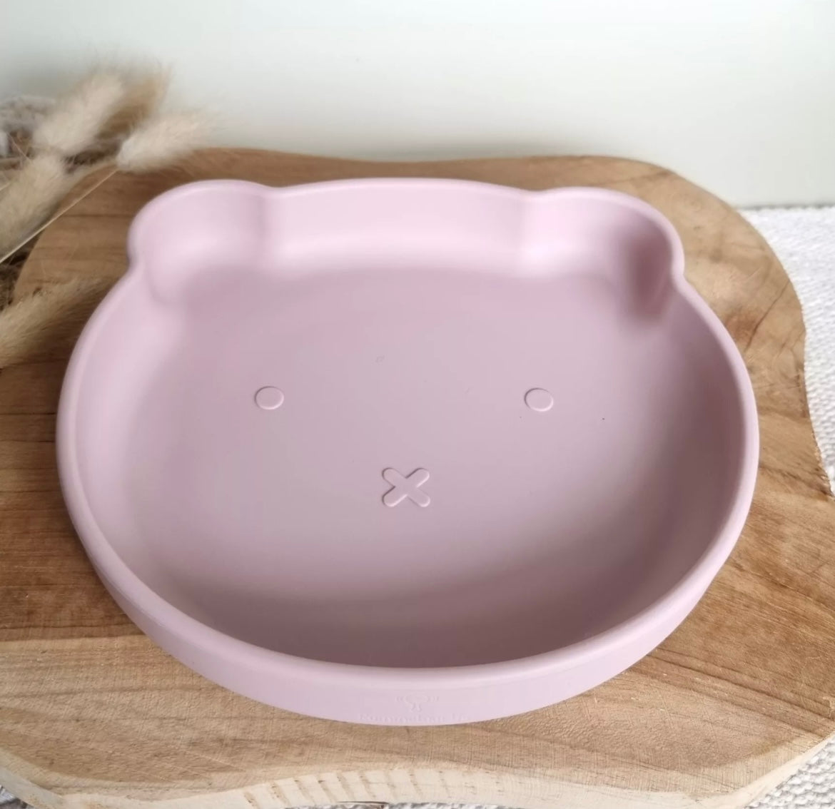 Assiette silicone ours -rose tendre