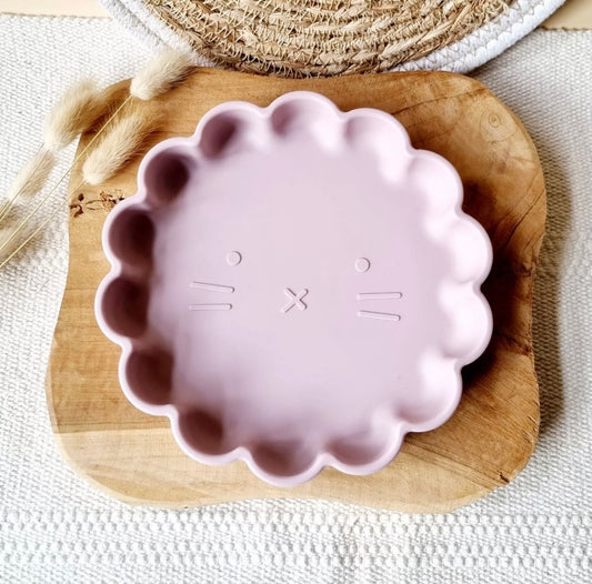 Assiette silicone lion _ rose tendre
