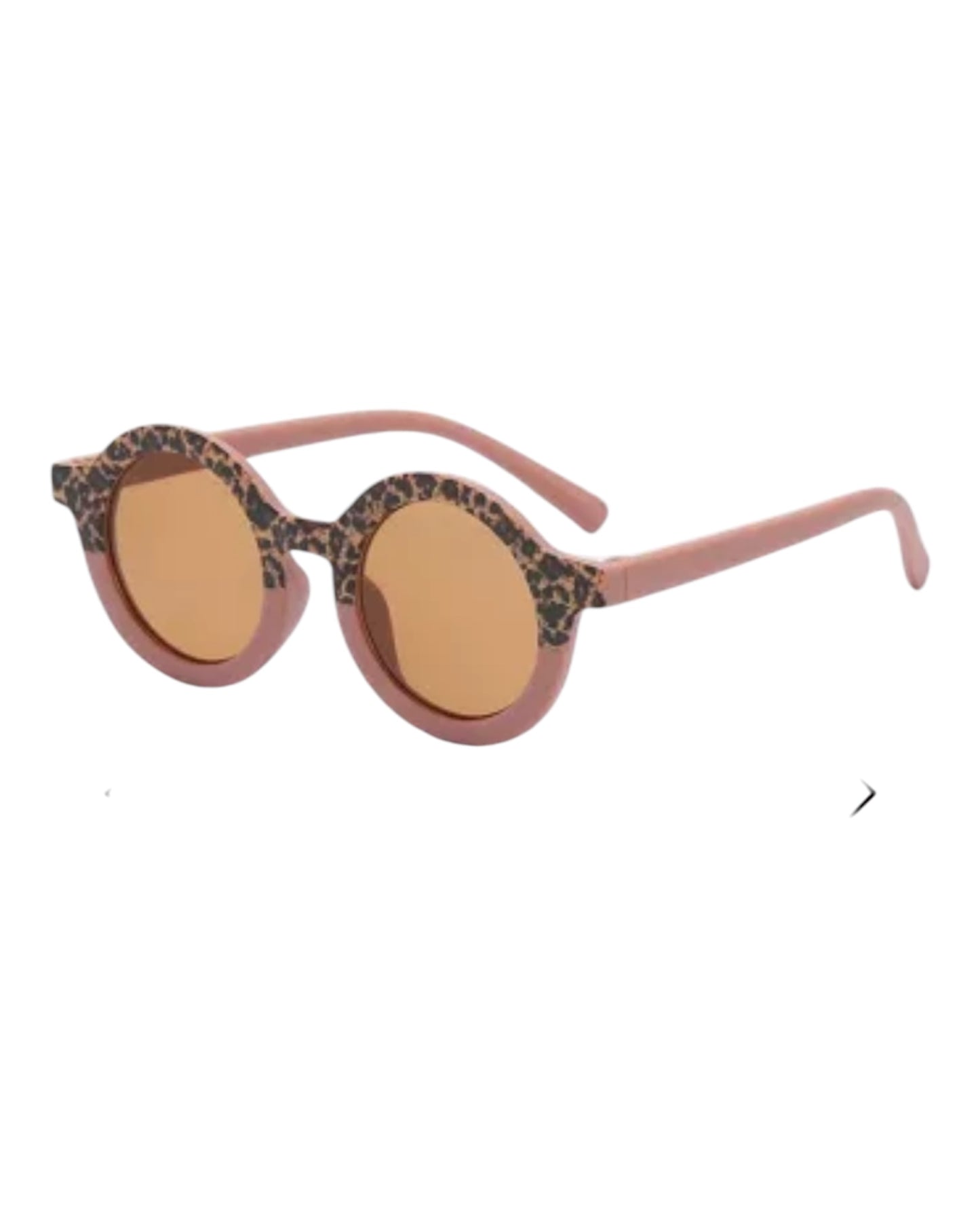 Lunettes de soleil bébé et enfant UV400 rondes - Vieux rose / Léopard