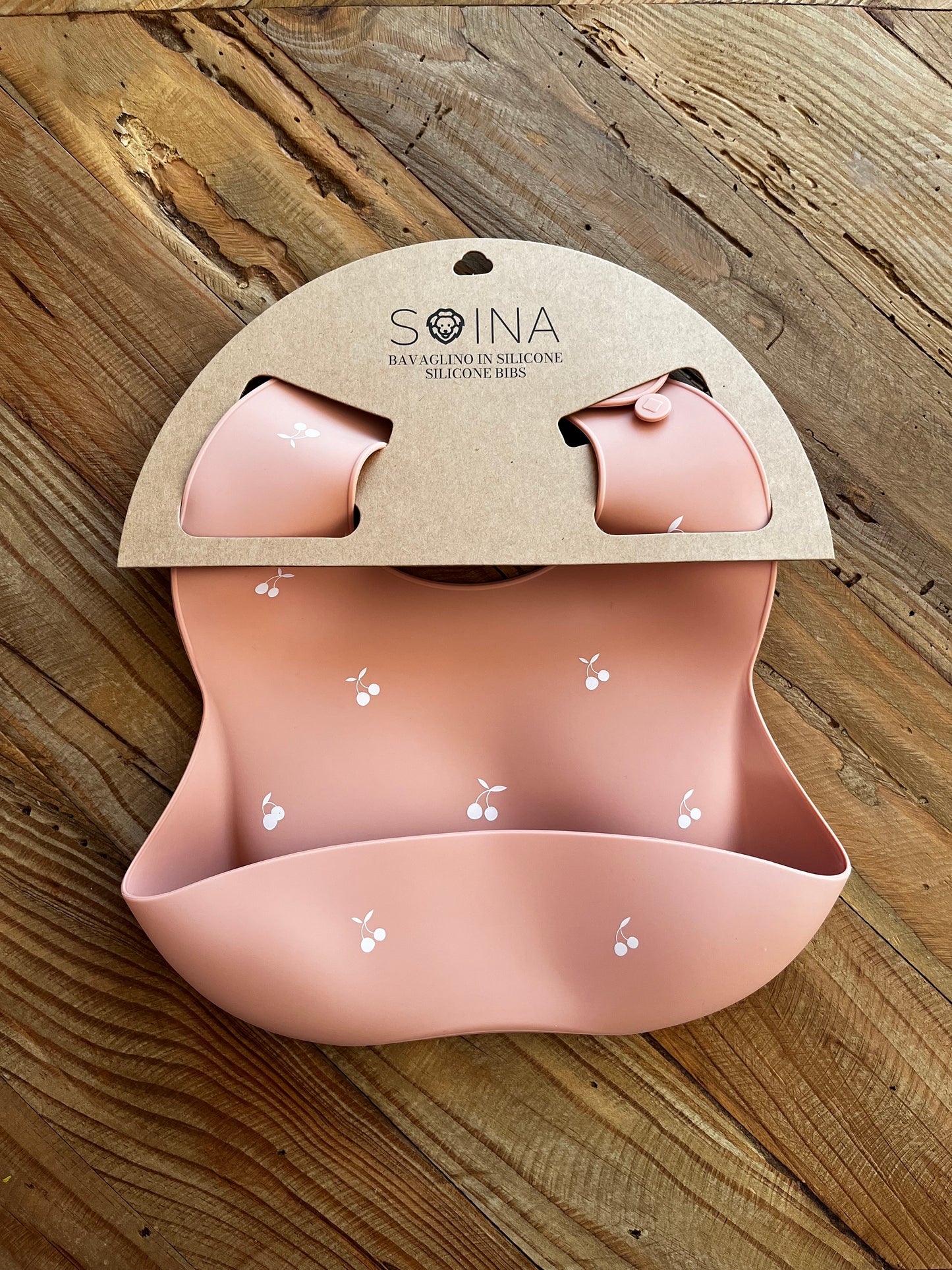 Bavoir en Silicone Cerise (Pêche) - SOINA